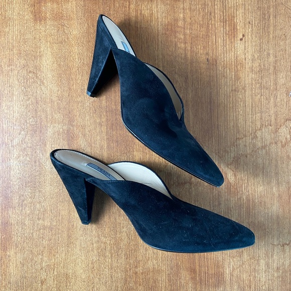 Prada Black Suede Mules Size 39 - Picture 10 of 14